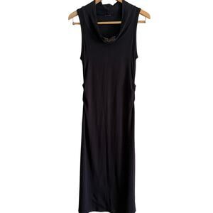 Y2K Vintage JEAN'S PAUL GAULTIER | Black Cowl Neck Bling Midi Dress | Small